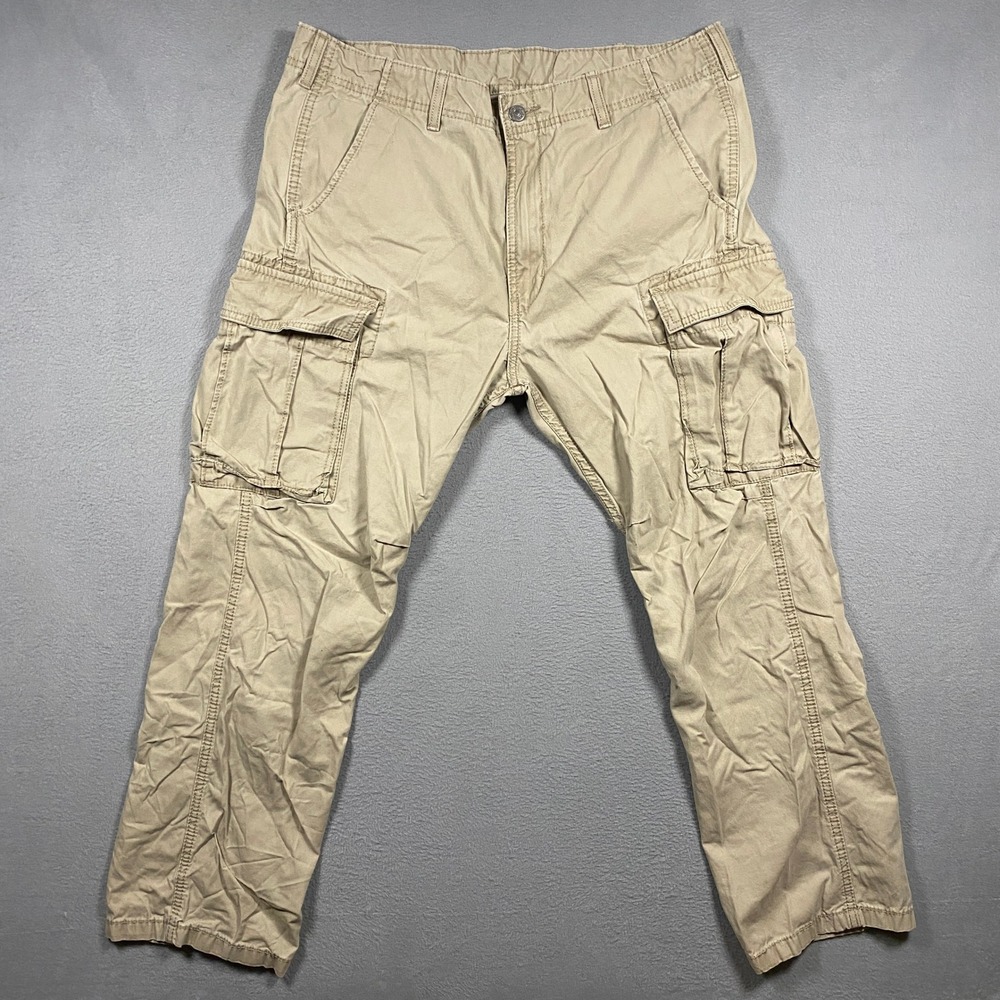 Levi's Cargo Pants Mens 36x30 Tan Khaki Loose Fit Multi Pocket Cotton Utility